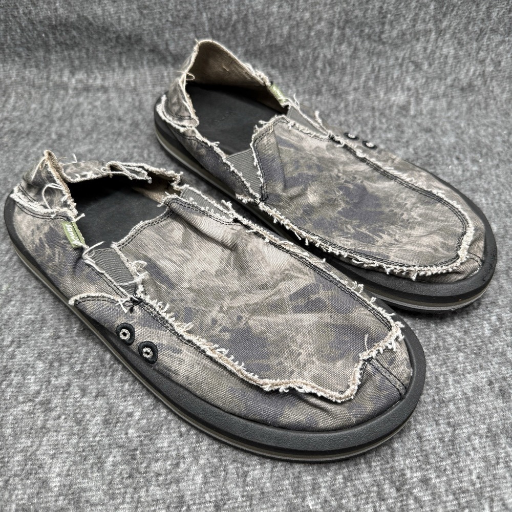 Sanuk Vagabond Sidewalk Surfers Mens Size 9 Gray Tie Dye Canvas Slip On Loafers